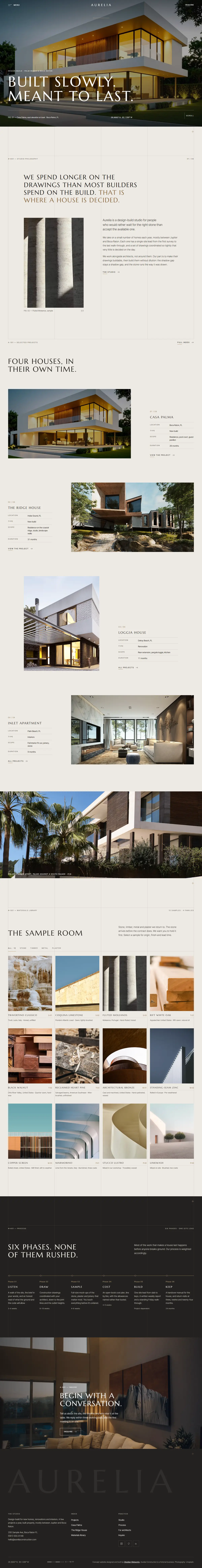 Full-length screenshot of the Aurelia Construction homepage