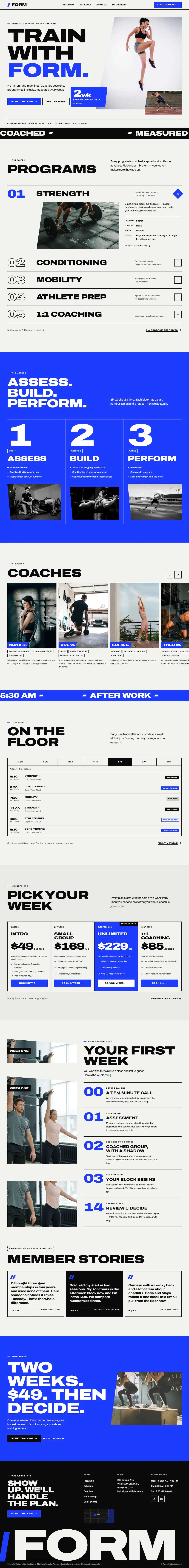Full-length screenshot of the Form Athletics homepage